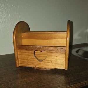 Rotating Wooden Heart Cutout Napkin or Letter Holder - Light Honey Wood
